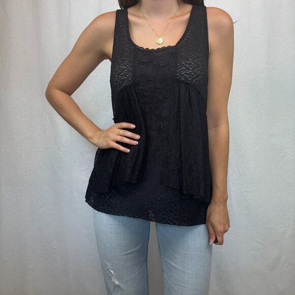 Free People Black Lace Tank Top - Picture 1 of 10